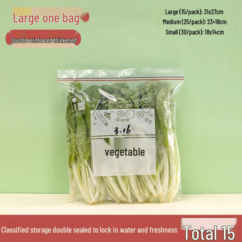 Zesílené sáčky do lednice s dvojitým těsněním - Samouzavírací, Vzduchotěsné, Se stahovací šňůrkou