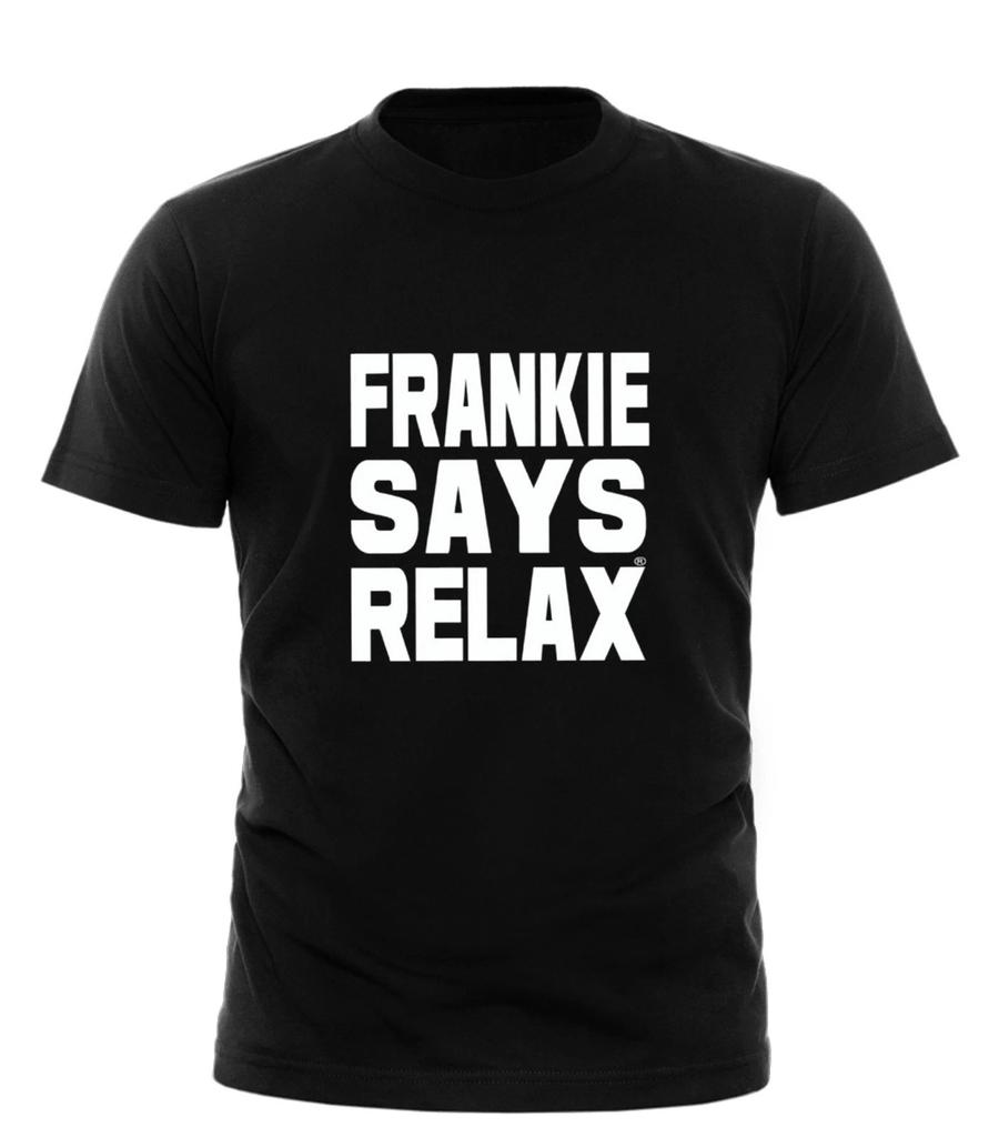 Frankie Says Relax Bianco Solido - Maglietta Divertente Novità da Regalo per Uomo Nero Tutte le Taglie