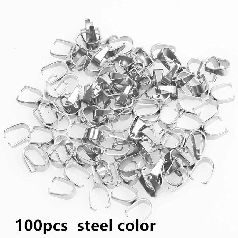 50/100x Stainless Steel Pinch Clip Clasp Bails For Jewelry Making Claw Clasps Melon Seed Buckle Connector Pendant Handmade Craft