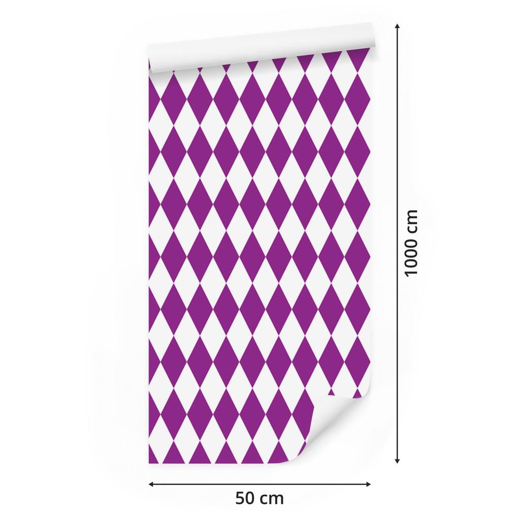 Harlequin Diamonds Wallpaper Purple and White for Living Room and Bedroom 50x1000