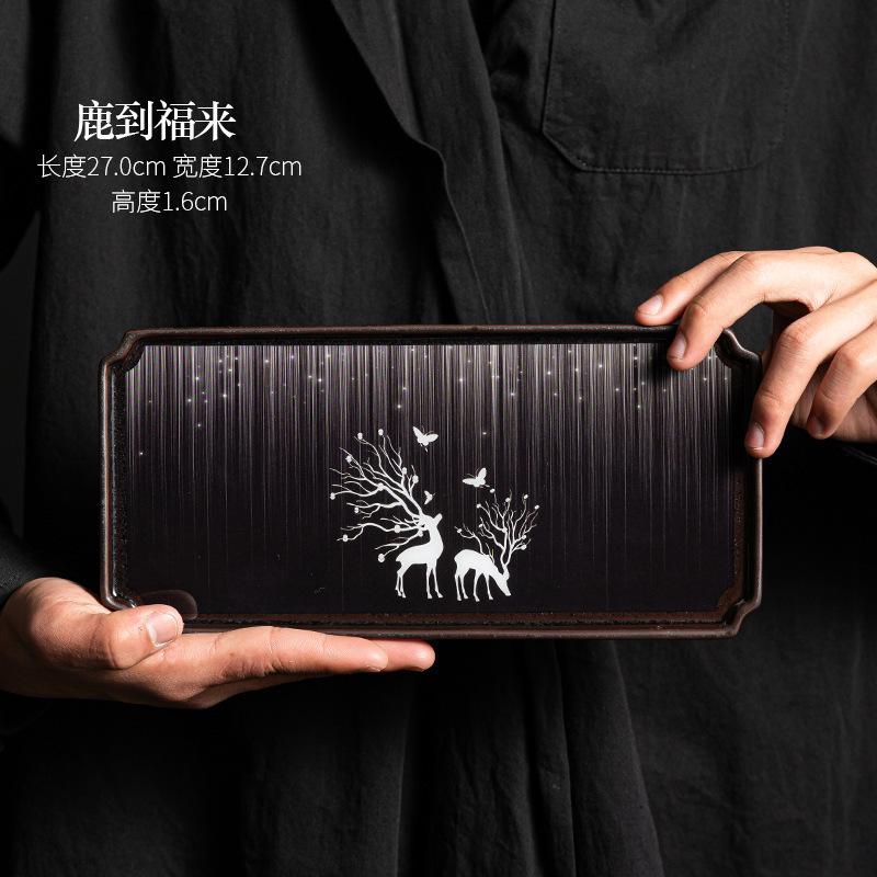 Chinese Landscape Rectangle Tea Tray Cake Rack Coffee Storage Board Teapot Base Dishes for Serving Chinese Tea Set Accessories