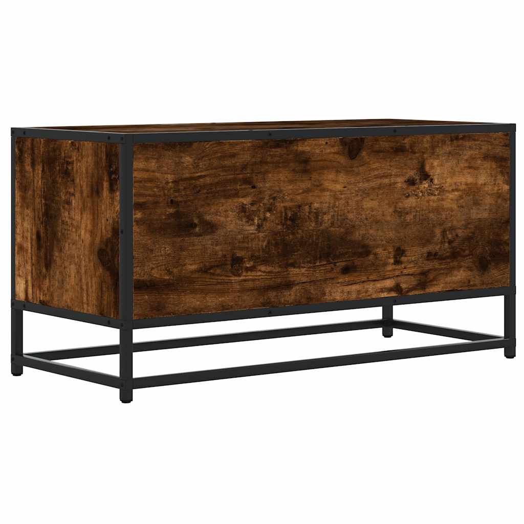 TV Stand in Smoked Oak Finish 80 x 34.5 x 40 cm Made of Wood Based Panel and Metal