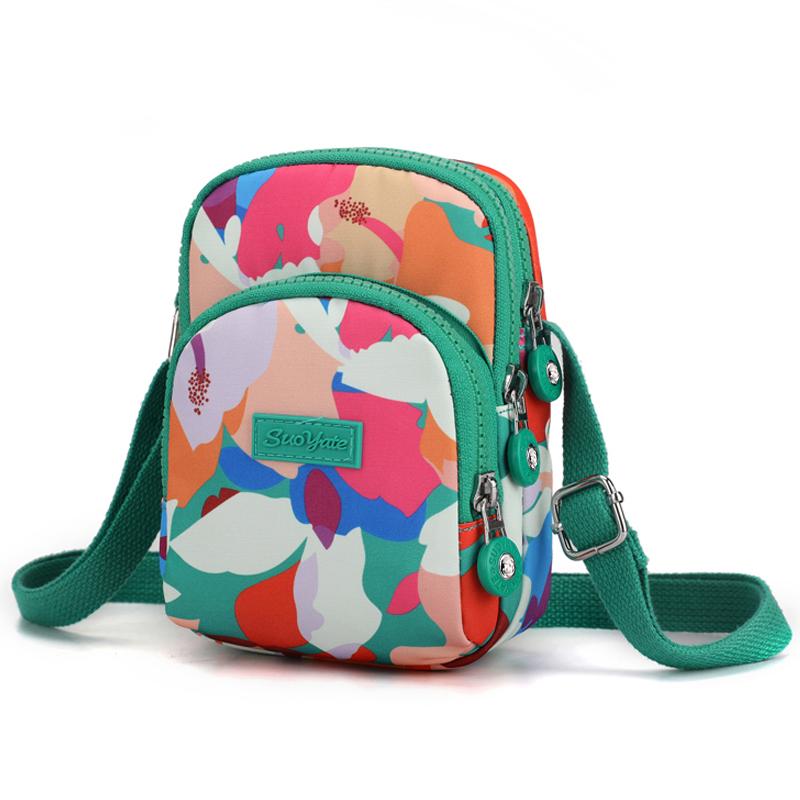 Fashion Floral Pattern Female Mini Bag Fabric Girls Small Shoulder Bag Pretty Style Girls Shopping Phone Bag