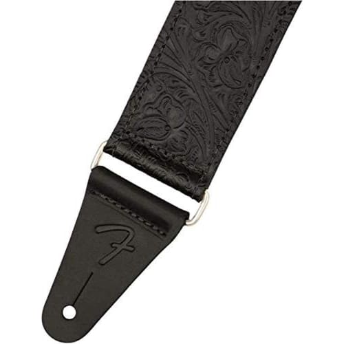 Fender Tooled Leather Guitar Strap, 2", Black