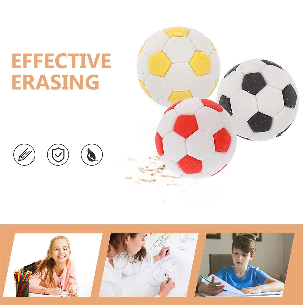 INOOMP Mini Soccer 3D Soccer Ball Pencil Erasers for Learning Sports Party Souvenirs 12-Pack Erasers, Shaped, Kids, Supplies, Stationery,