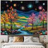 Heynvioo Blacklight Forest Tree Tapestry UV Reactive Fantasy Starry Sky Tapestries Colorful Nature Landscape Tapestry Hippie Mountain Tapestries