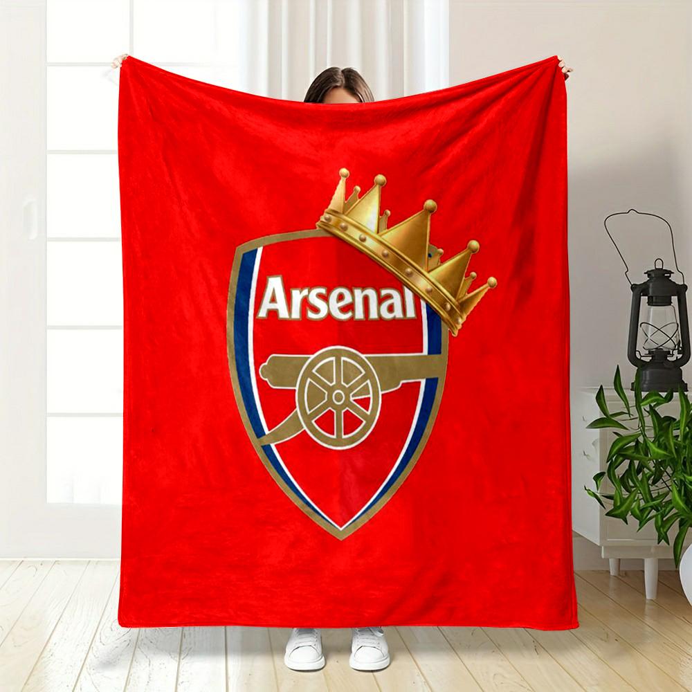 Arsenal Logo Blanket Set Red Designed Flannel Blanket for Bedroom, Living Room, Sofa, and Nap