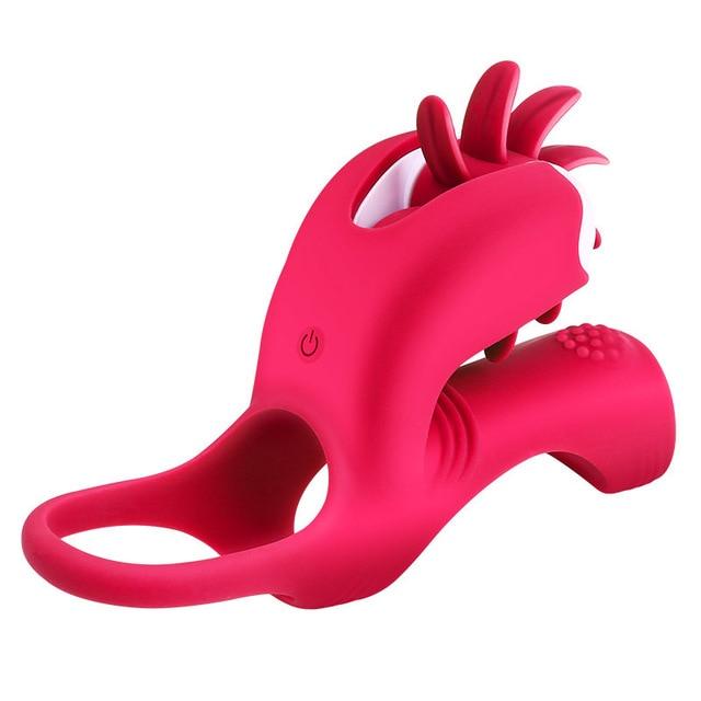 Vibrating  Ring Tongue Oral Sex Licking Clitoris Stimulator   Rings