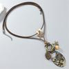 Handmade Waxed Cord Necklace Featuring Alloy Pendant And Natural Wood Beads Jewelry For Sensitive Skin