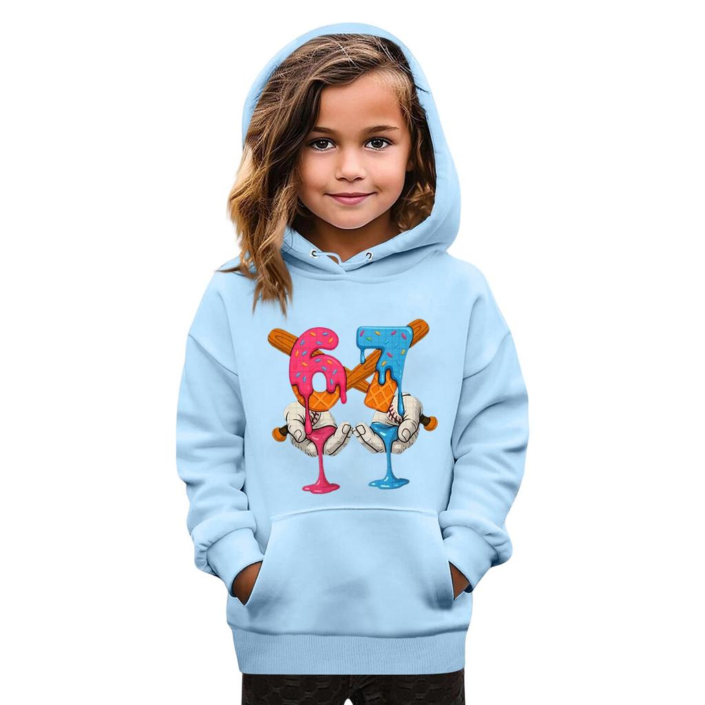 Kids' Fashion Printed Pullover Casual Long-Sleeve Crewneck Hoodie Top