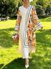 Plus Size Women's Printed Long Sleeve V-Neck Holiday Dress – European & American Style