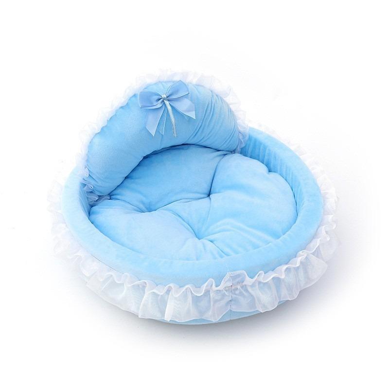 Elegant Lace Dog Puppy Bed Ruffled Princess Sofa Small Pets Creative Pink Lace Pet Beds Available All Seasons Light Blue Cat Nest Thick Soft Cushion