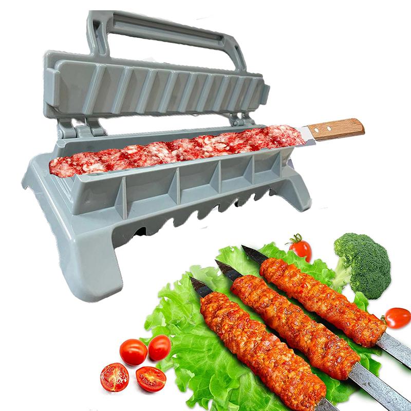 Kebab Maker Nem Enkelt Række Grill Barbecue Spyd Tilbered Kebab Maker Presse Maskine Genanvendelig Manuel Grill Kebab Form