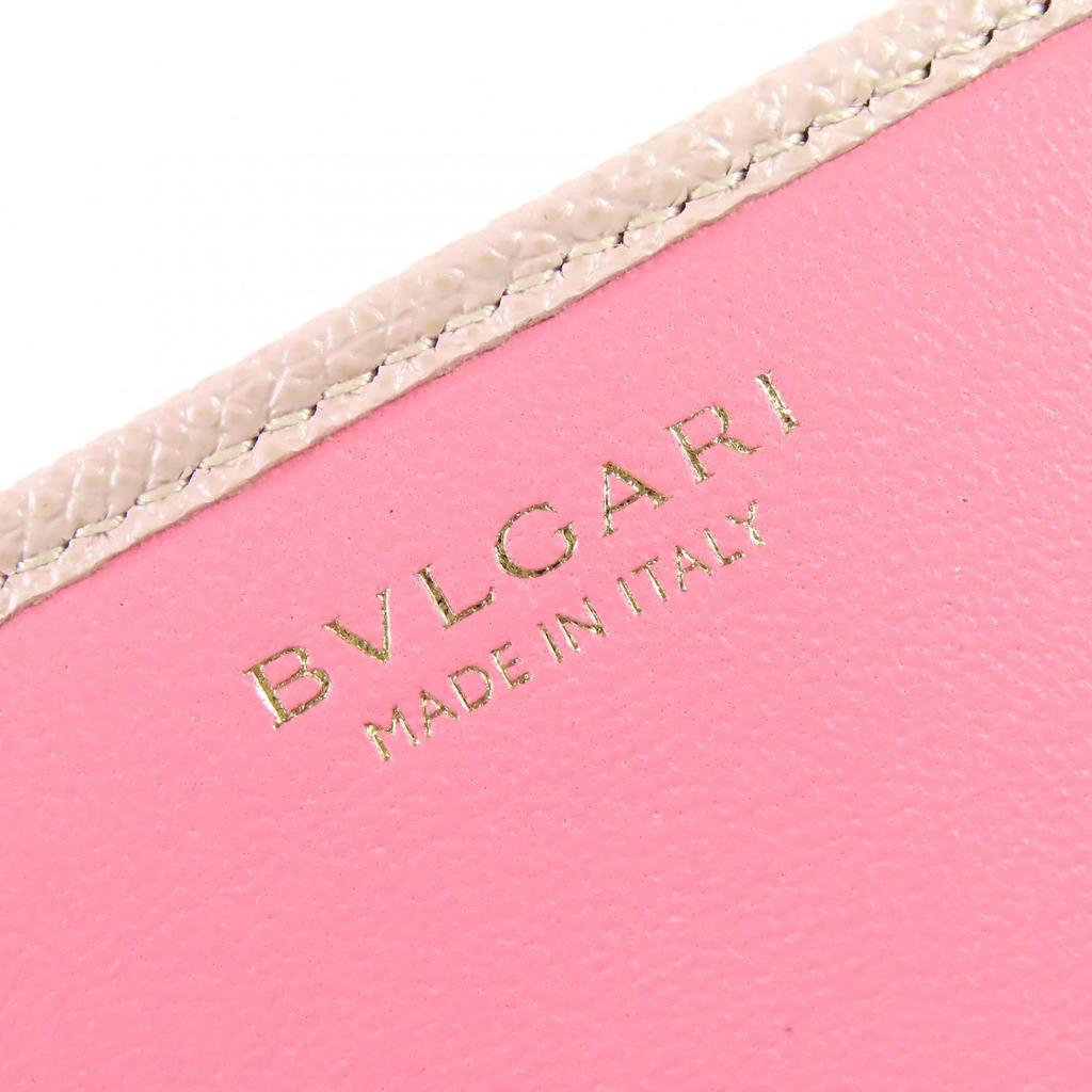 Excellent BVLGARI Purse Circle logo Metal clip flap leather long wallet 288178 Used