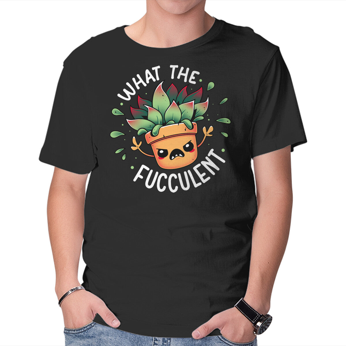 Unisex Crew Neck T-Shirt Raging Succulent Graphic Short Sleeve Casual Tee XXXXL