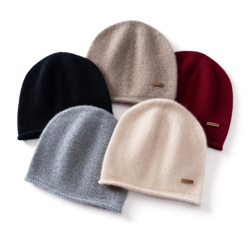 % Cashmere hats for men and women to keep warm in autumn and winter, stacked cold hats, medium and thick fashion ear protectors, knitted bilateral ha