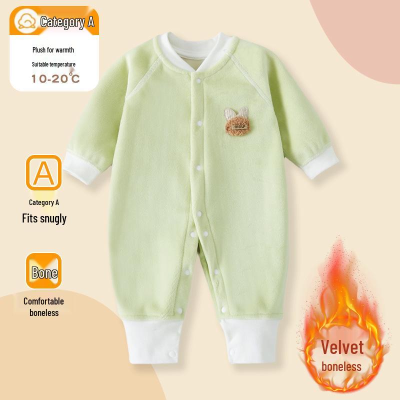 Korean Style Thickened Velvet Baby Coat for Boys and Girls - Autumn/Winter Solid Color Toddler Top