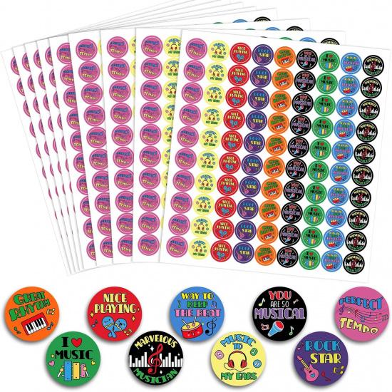 Eersida 900 Pcs Music Teacher Reward Stickers Set trument Themed Motivational Stickers Music Themed Label Supplies for Student Incentives 0.75 Inches