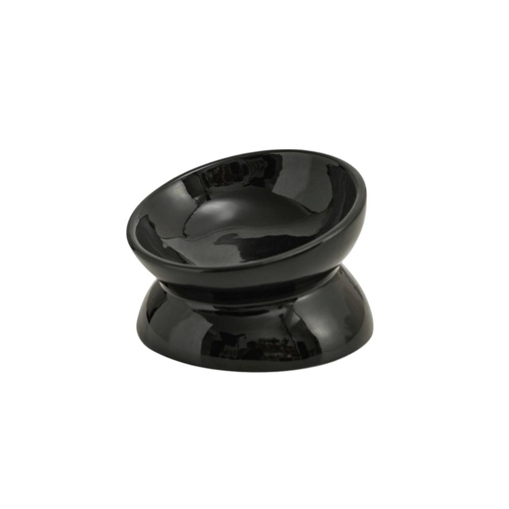 Large Diameter Ceramic Elevated Cat Bowl Anti Overturning Flat Bottomed Cat Feeding Bowl Tilted Angle Non-slip