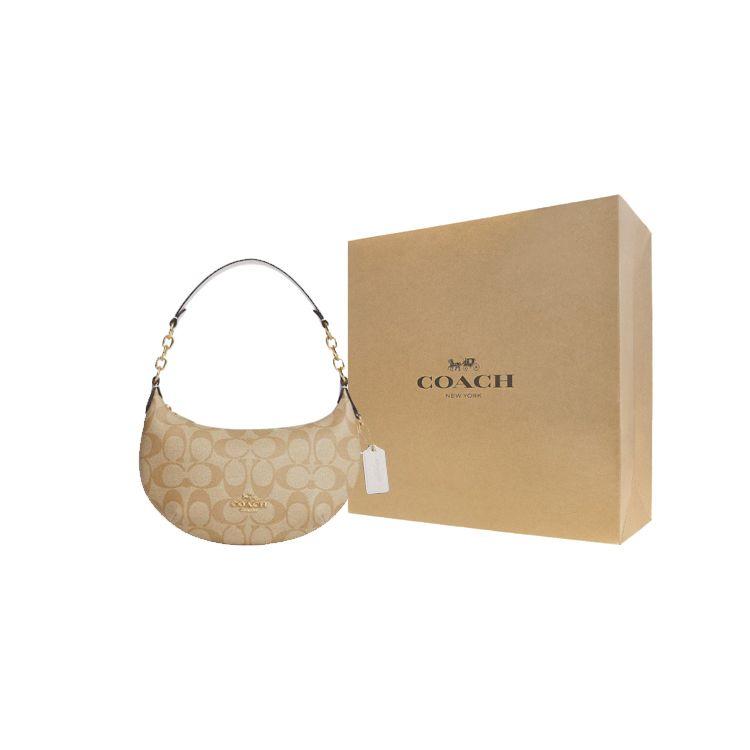 Coach Payton 21 Classic Monogram Zipper Closure PVC Leather Half Moon Shoulder Bag Women bags Light-Khaki CM273-IMDQC