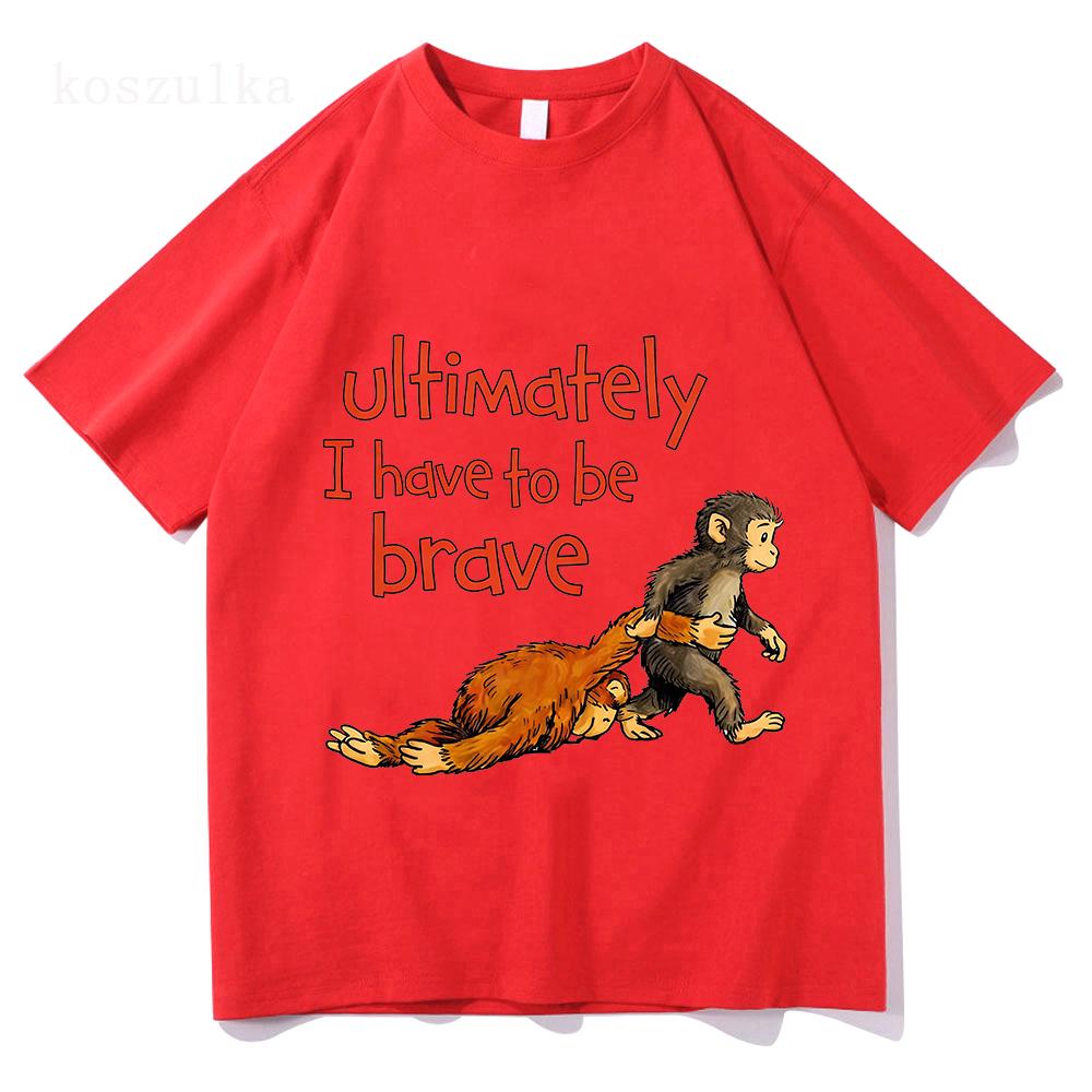 Monkey Punch Graphic T Shirts Baby Monkey Holding Plush Toy Clothing Animal Lover Gift Cotton Tee Cute Cozy Unisex T-shirts Y2K S
