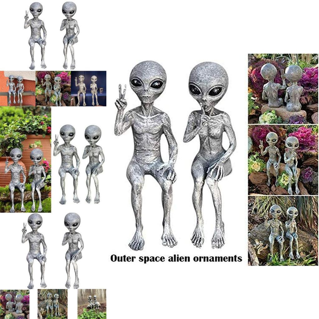Space Outer Alien Garden Statue Figurine Ornaments Home Yard Decor Sculpture