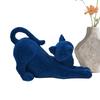 Cat Figurines Home Decor Cute Stretching Resin Flocked Sculpture Book Shelf Decor for Offices Library Bedroom Living Room Desk