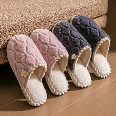Moda Elegante chinelos de algodão outono e inverno interior quentes casa sola grossa casal chinelos de pelúcia chinelos mulheres inverno