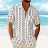 Herren Sommer Mode Gestrickte Streifen Kurzarm Hawaiianhemd Lässig Tasche Strand Urlaubshemden Stilvolle Herrenbekleidung