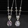 Japanese Fresh Women's Long Decorative Dress with Versatile Accessories Pendant Flower Zircon Pendant Necklace