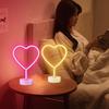 3D Heart Shape Neon LED Light Romantic Table Lamp Mood Light Bedroom Decor