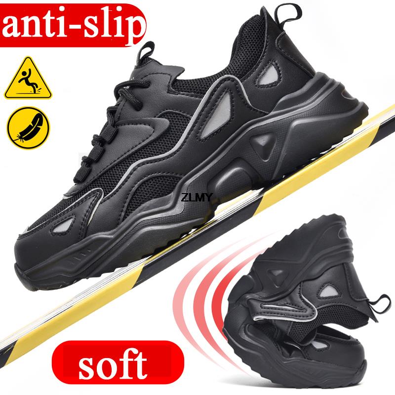 Mode Große Größe Frauen Sicherheitsschuhe Plattform Stahlkappe Sneaker Männer Frau Arbeit Sicherheitsstiefel Atmungsaktive leichte Industriearbeitsschuhe Weiblich