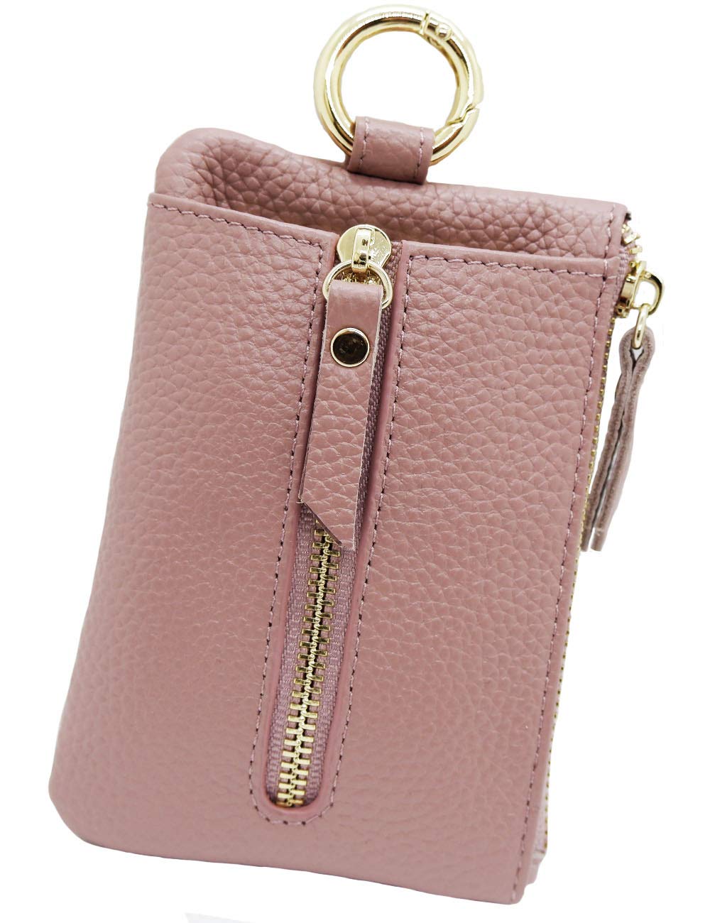

Queens Lab Women s Leather Key Case with Coin Purse and Card Slots (Pink Beige)