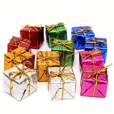 60 Pack Festive Season Hanging Gift Box Ornaments - 0.98" Foam Present Pendants for Tree Decoration, No Electricity or Feathers Required, Multicolor