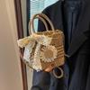 Yogodlns Paglia Fatto a Mano Vacanza Estiva Intrecciata Donna Decorazione Floreale Piccola Borsa a Spalla Bohemien Cesto da Spiaggia da Viaggio Borse Crossbody
