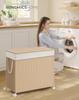 SONGMICS HOME Laundry Hamper with 3 Section, Large 140 L Rolling Laundry Basket with Wheels, Rattan Clothes Basket with Lid