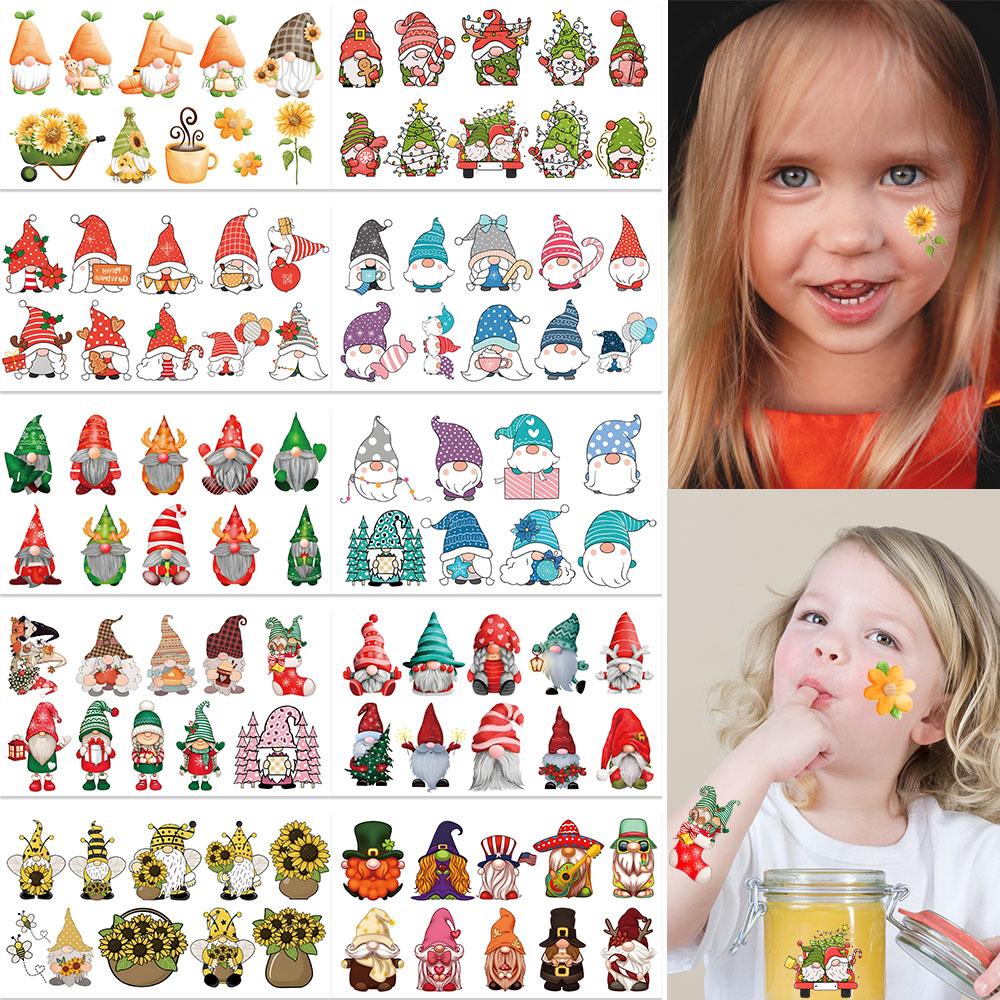 10sheets Cartoon Garden Elf Tattoo Stickers For Hand Face Body Temporary Decorative Tattoo Stickers Kids Festival Party Supplies