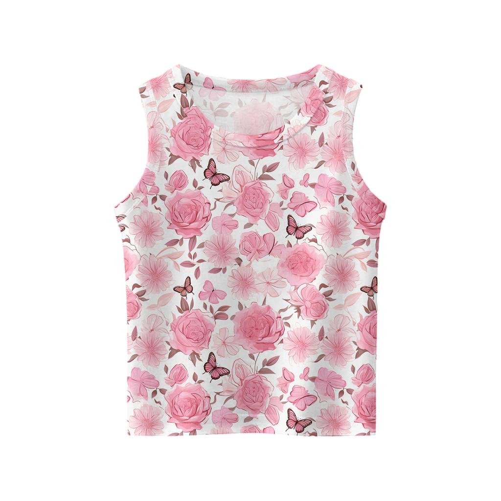 Girls  Kids Summer Crewneck Sleeveless Shirts Tank Tops