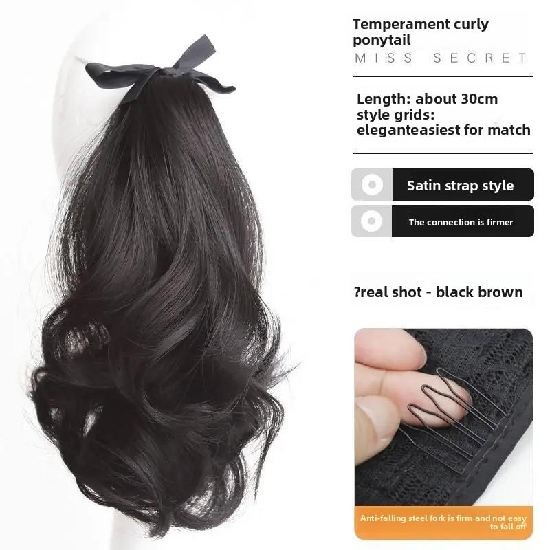 

Women s Short Low Ponytail Wig Realistic Hair Ties Braids Lazy Clip High Ponytail Fake Hair Piece Asian Fiber Tail