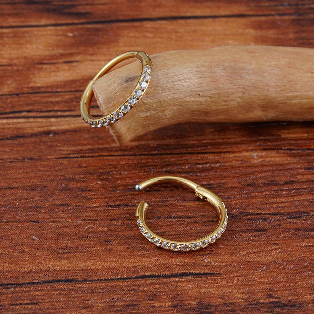 Rechter Großer ASTM F136 Titan Schlanker Huggie Creolen Ohrring 16G CZ Knorpel Helix Ohrläppchen Scharnier Ohrring Piercing Körperschmuck