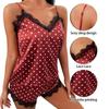 Women Casual Sleepwear Set V Neck Sling Shorts Polka Dot Printed Sexy and Letter Loungewear Vest