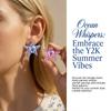 Boho Starfish Statement Earrings for Women Vintage Colorful Floral Oversized Stud Earrings Summer Festival Beach Jewelry Gift