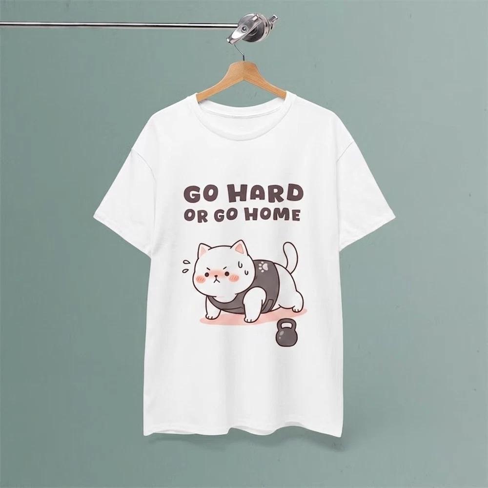 Kawaii Cat Gym Funny Workout Cat Lover White TShirt Gift For Fans S