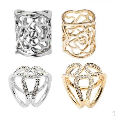 4Pieces Tricyclic Cylinder Rose Pattern Buckle Scarf Ring Silk Clip Clasp