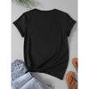 Women'S Playful Black Cat Print Short-Sleeve Round Neck T-Shirt - Sporty Casual Style, Soft And Breathable