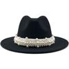 Modern Design  Wool Felt Wide Brim Flat Top Hat Formal Fashion Women Fedora Hat