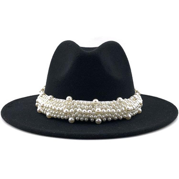 Modern Design Wool Felt Wide Brim Flat Top Hat Formal Fashion Women Fedora Hat