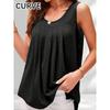 Übergröße 1XL-5XL Damenmode Rundhals Faltenweste Einfache Elegante Lockere Weste Einfarbige Vielseitige Weste