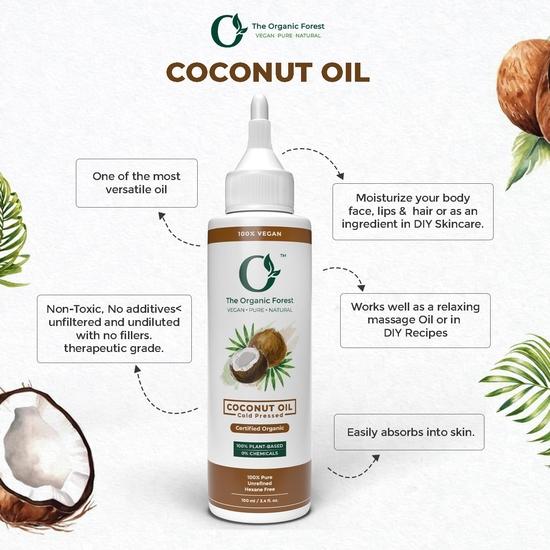 Organic Forest 100% Chemical Free Pure Cold Pressed Coconut Oil | Coconut Oil Cold Pressed,Cold Pressed Pure Coconut Hair Oil | 100 ML