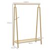 Bamboo Clothes Rack Wooden Coat Hanger With Shoe Shelf Dim 110L X 42W X 152H Cm